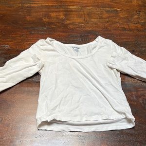 John Galt White Swoopneck cropped long sleeve OS